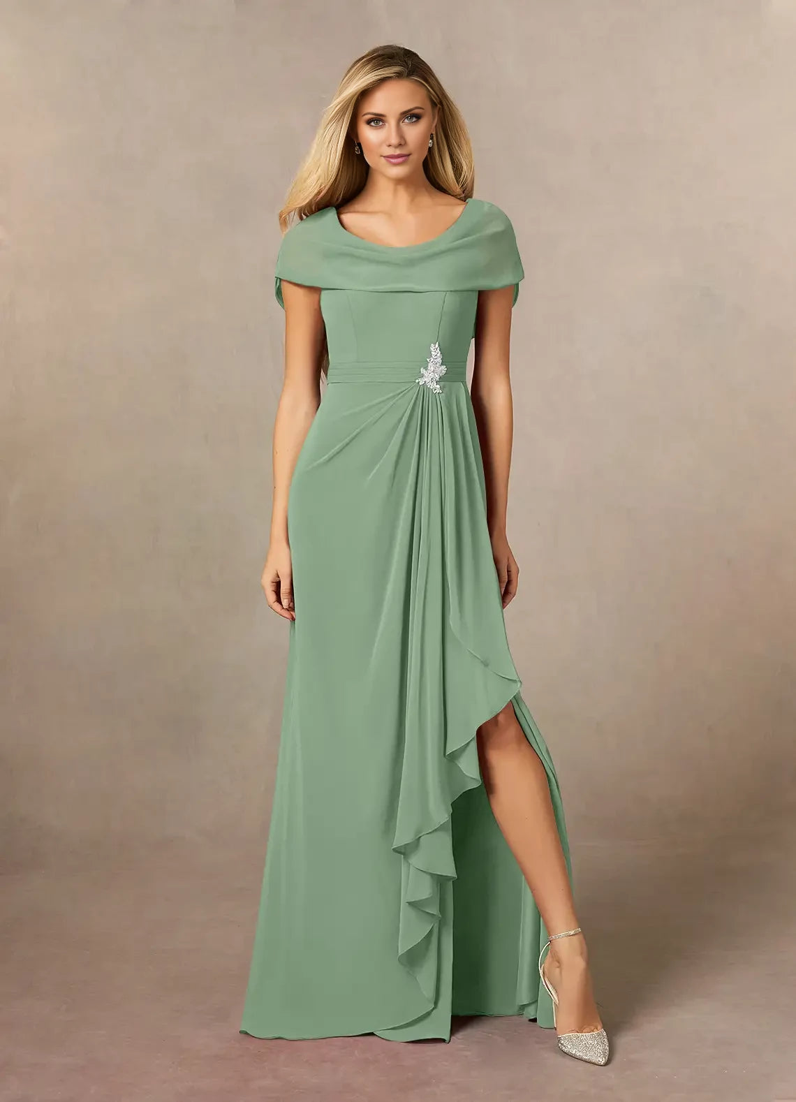 A-Line Side Slit Chiffon Dress Mother of the Bride Dresses