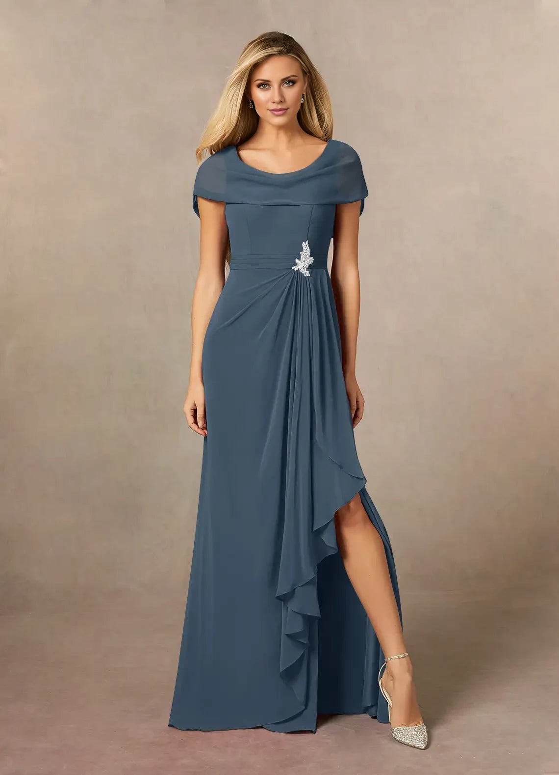 A-Line Side Slit Chiffon Dress Mother of the Bride Dresses