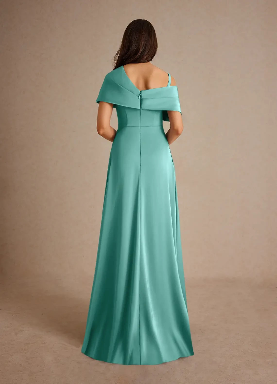 A-Line Single shoulder Pleated Satin Dress Mother of the Bride Dresses