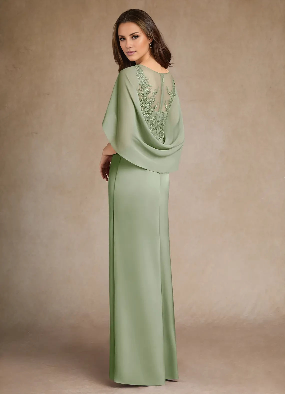 A-Line Split Fork Lace Satin Dress Mother of the Bride Dresses