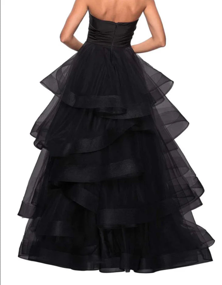 A-Line Sweetheart Ruffles Back Zip Floor-Length Ball Gown Evening Dress