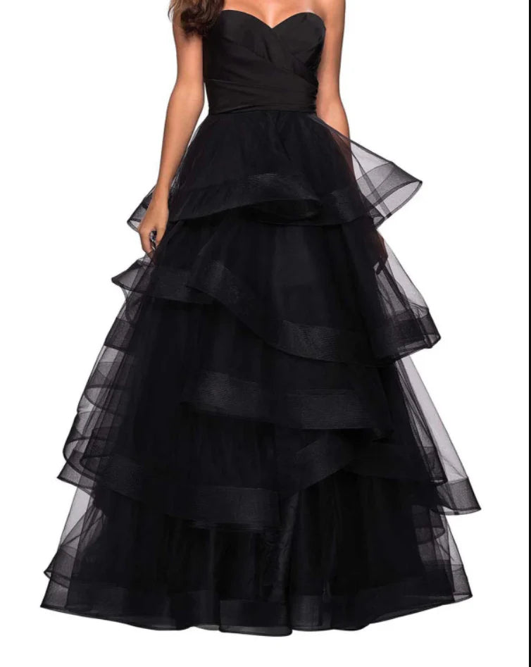 A-Line Sweetheart Ruffles Back Zip Floor-Length Ball Gown Evening Dress