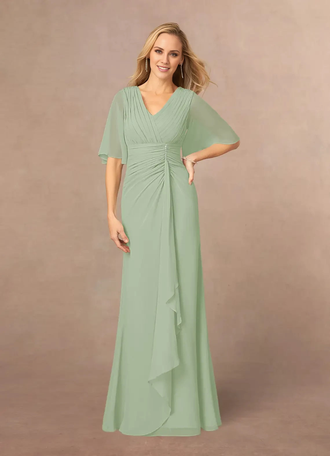 A-Line V-Neck Lace Chiffon Dress Mother of the Bride Dresses