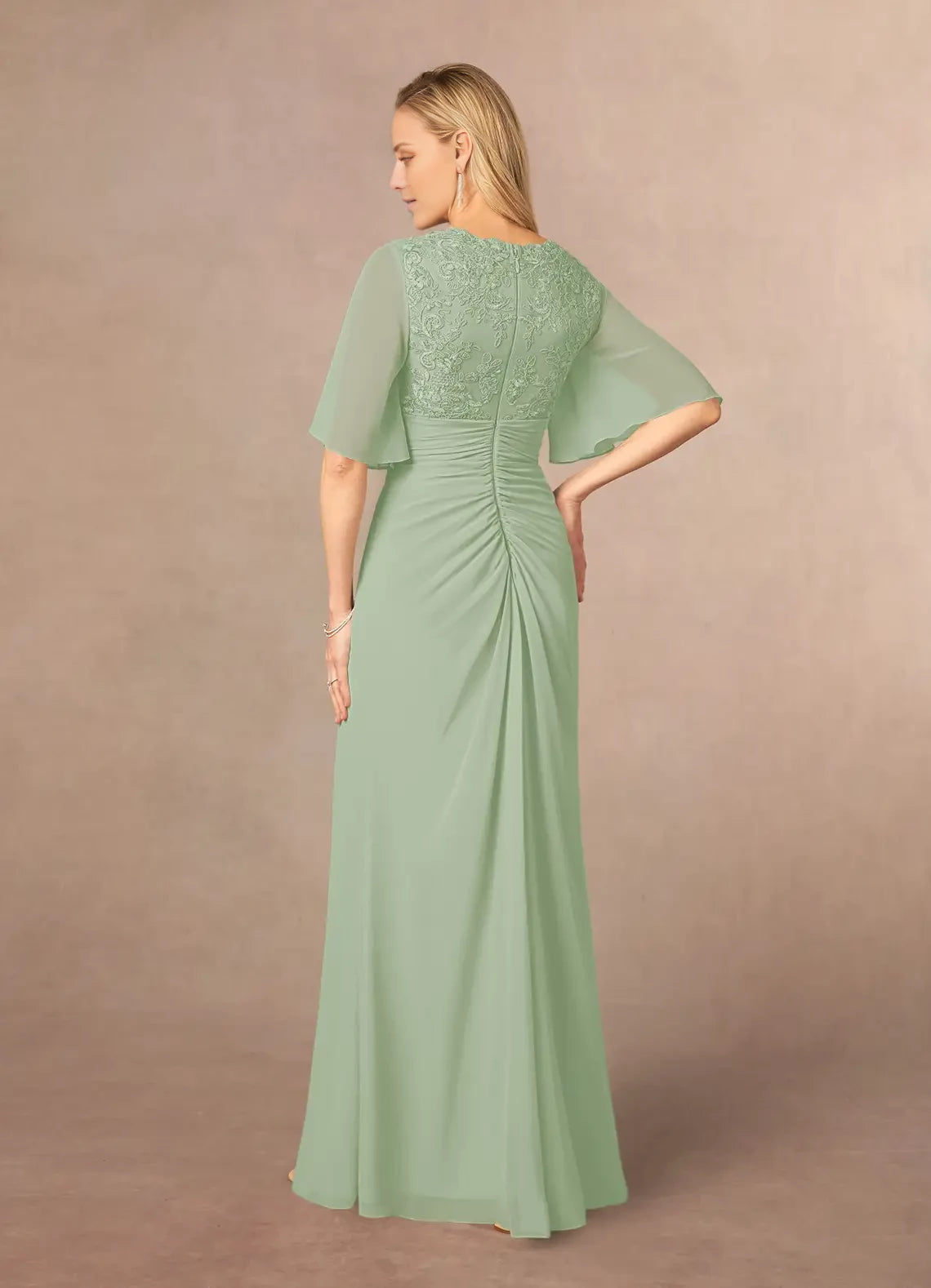 A-Line V-Neck Lace Chiffon Dress Mother of the Bride Dresses
