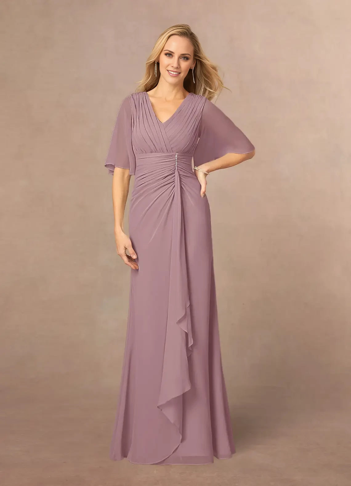 A-Line V-Neck Lace Chiffon Dress Mother of the Bride Dresses
