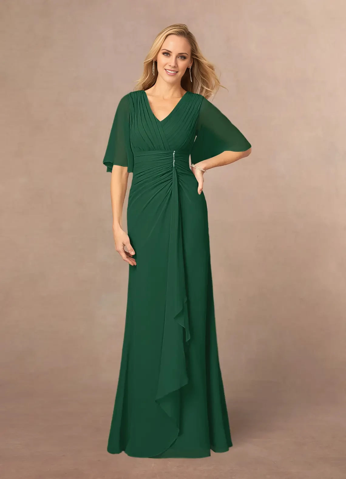 A-Line V-Neck Lace Chiffon Dress Mother of the Bride Dresses