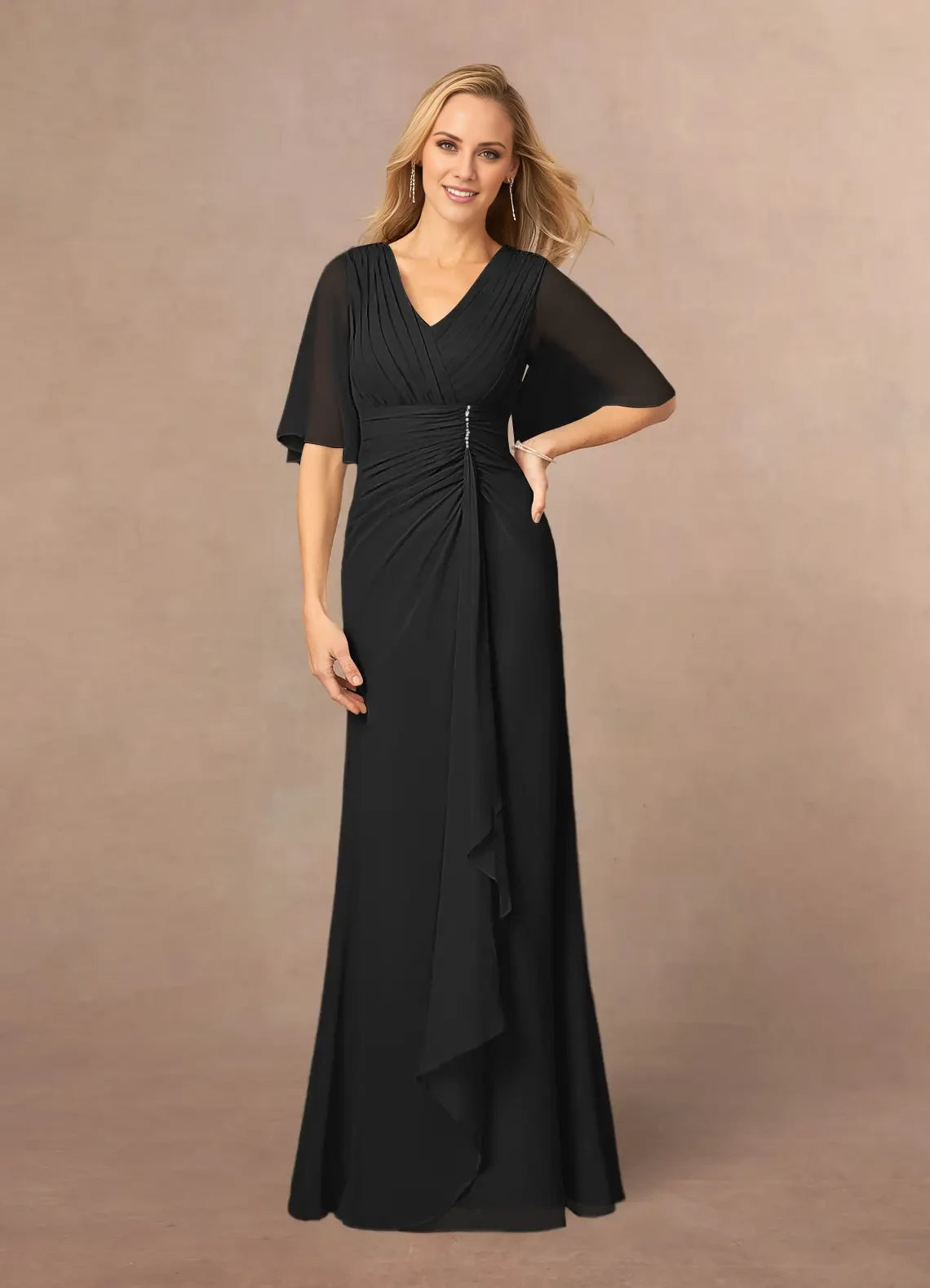 A-Line V-Neck Lace Chiffon Dress Mother of the Bride Dresses