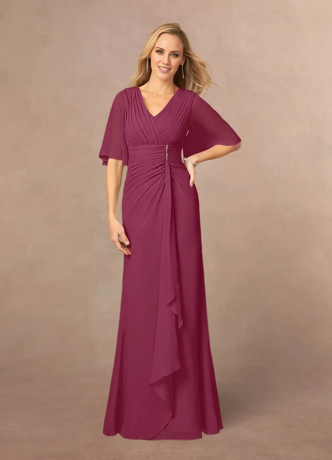 A-Line V-Neck Lace Chiffon Dress Mother of the Bride Dresses