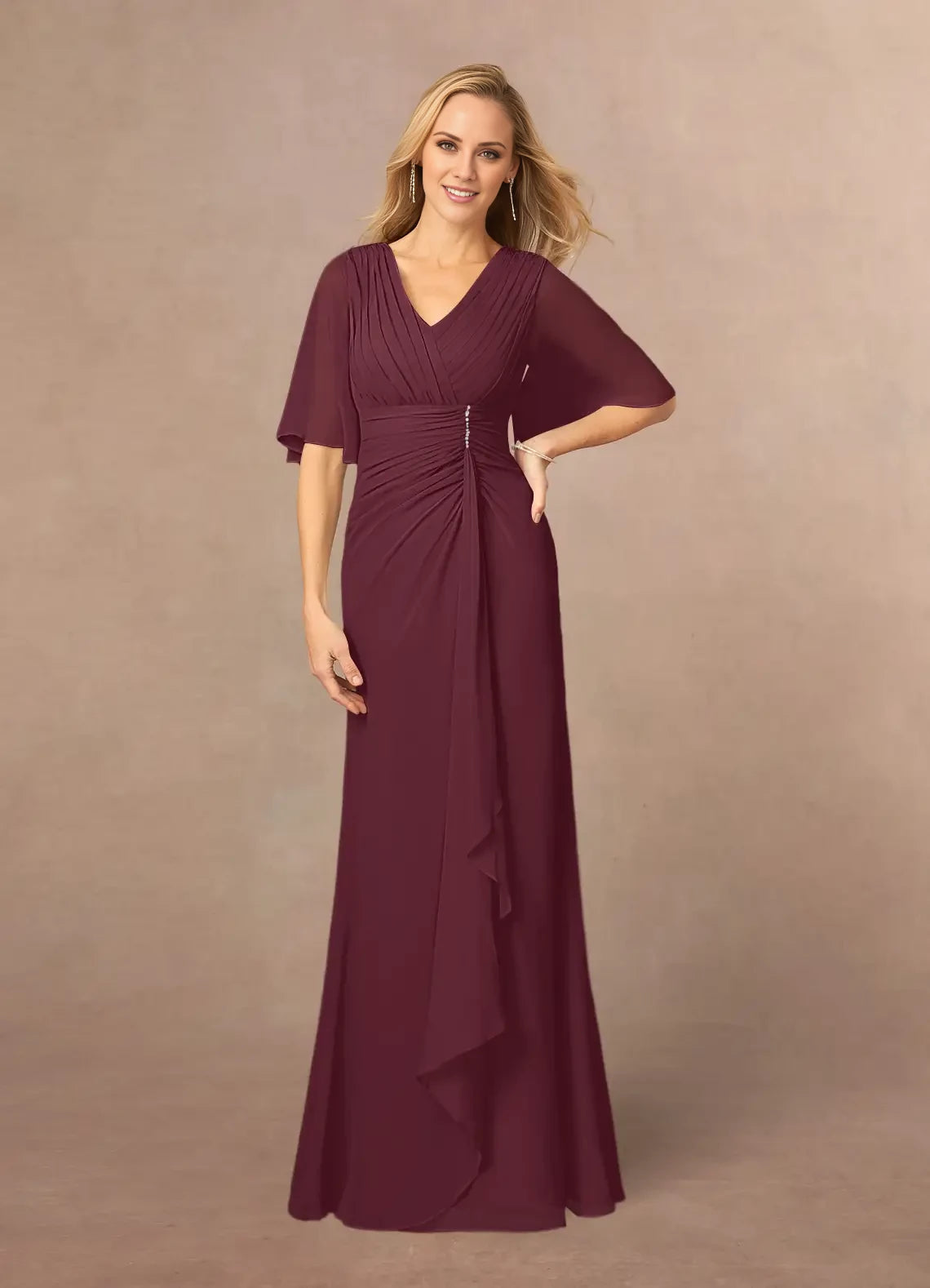 A-Line V-Neck Lace Chiffon Dress Mother of the Bride Dresses
