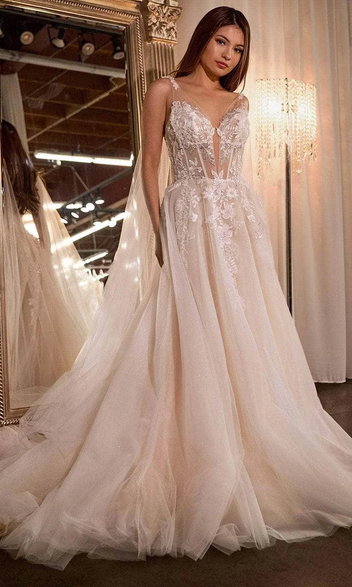 A-Line V-Neck  Mopping The Floor Bridal Gown Wedding Dress