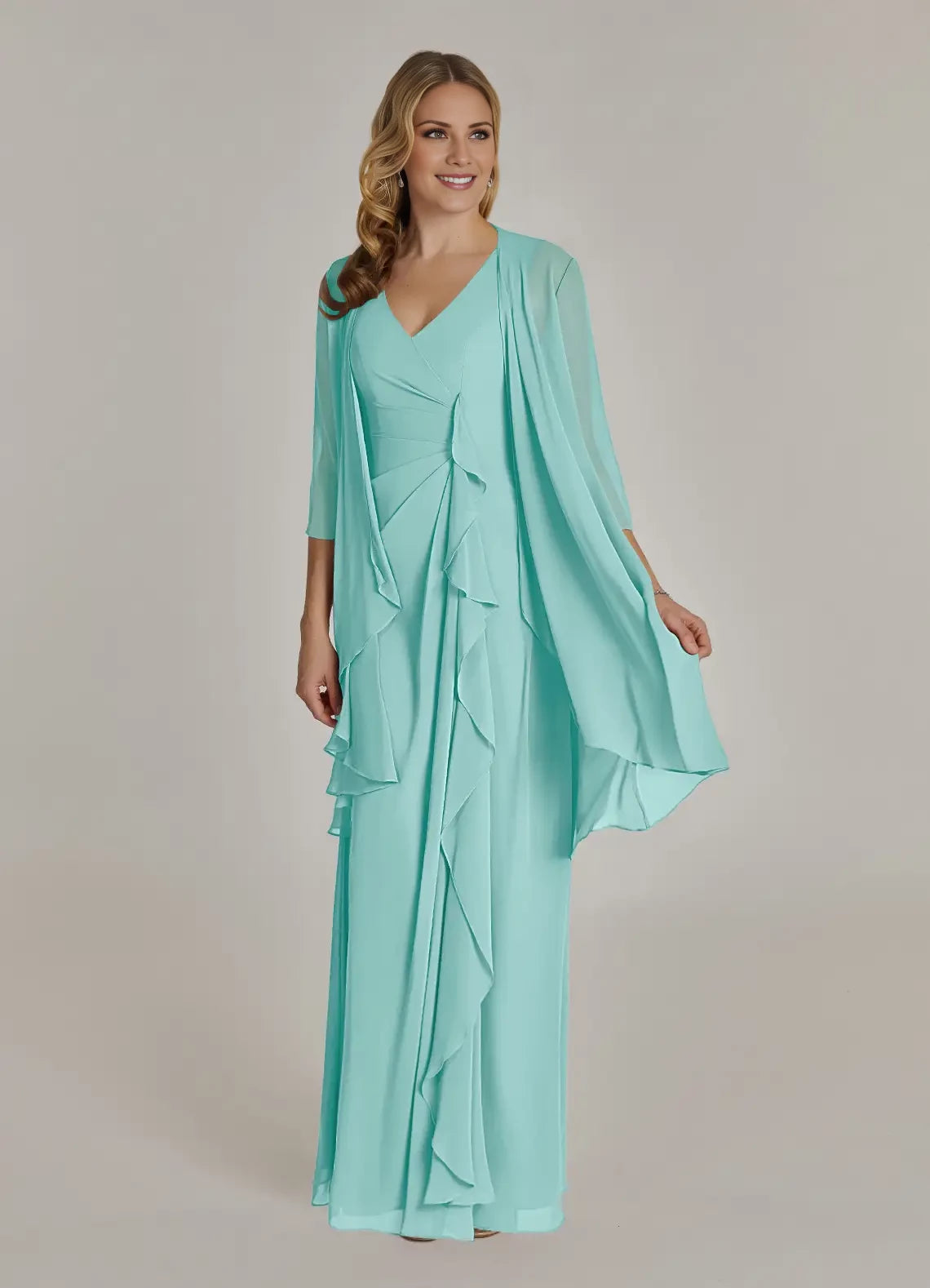 A-Line V-Neck Pleated Chiffon Dress Mother of the Bride Dresses