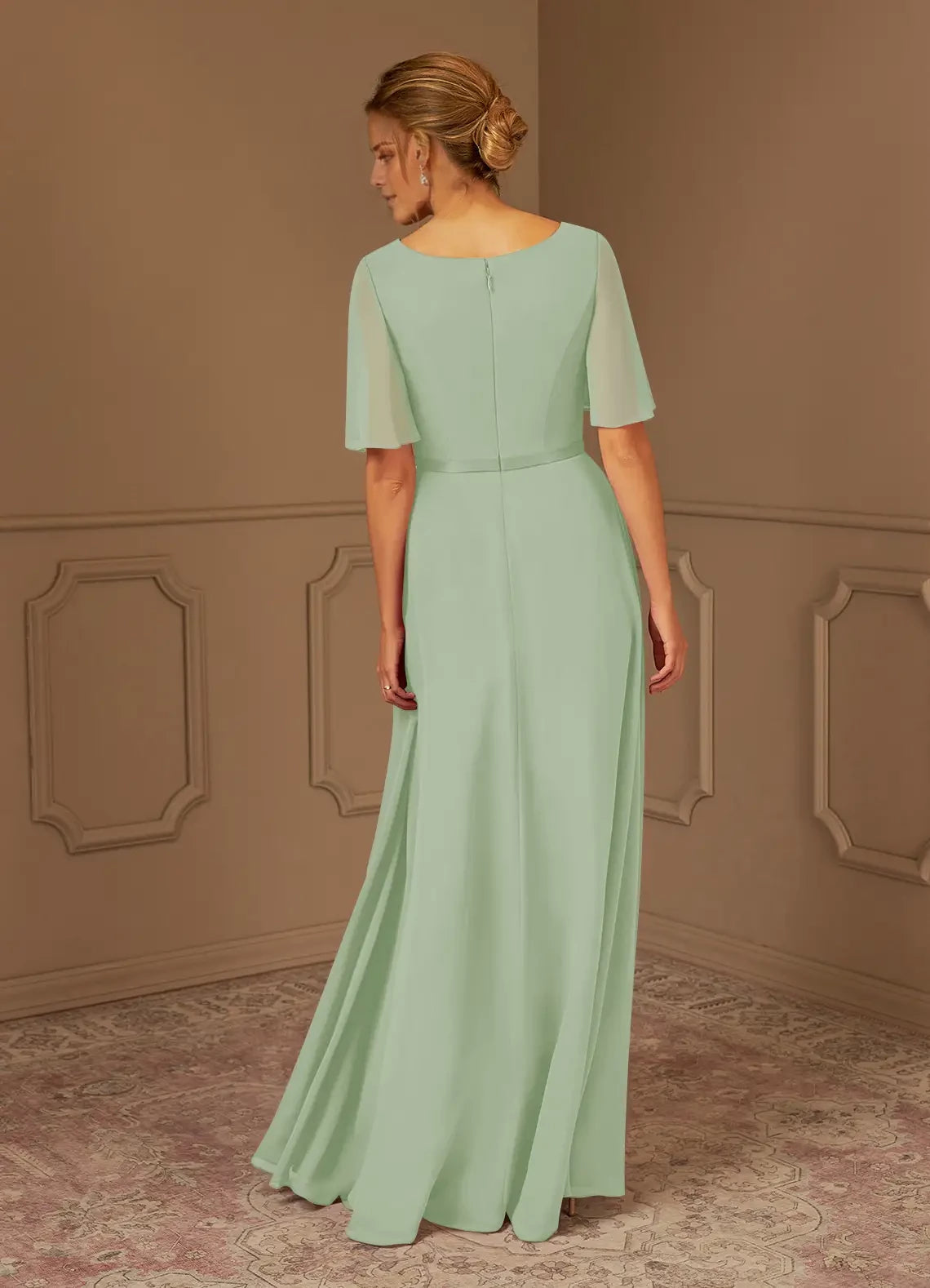 A-Line V-Neck Pleated Chiffon Dress Mother of the Bride Dresses