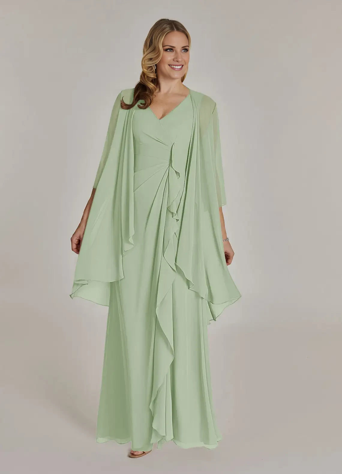 A-Line V-Neck Pleated Chiffon Dress Mother of the Bride Dresses