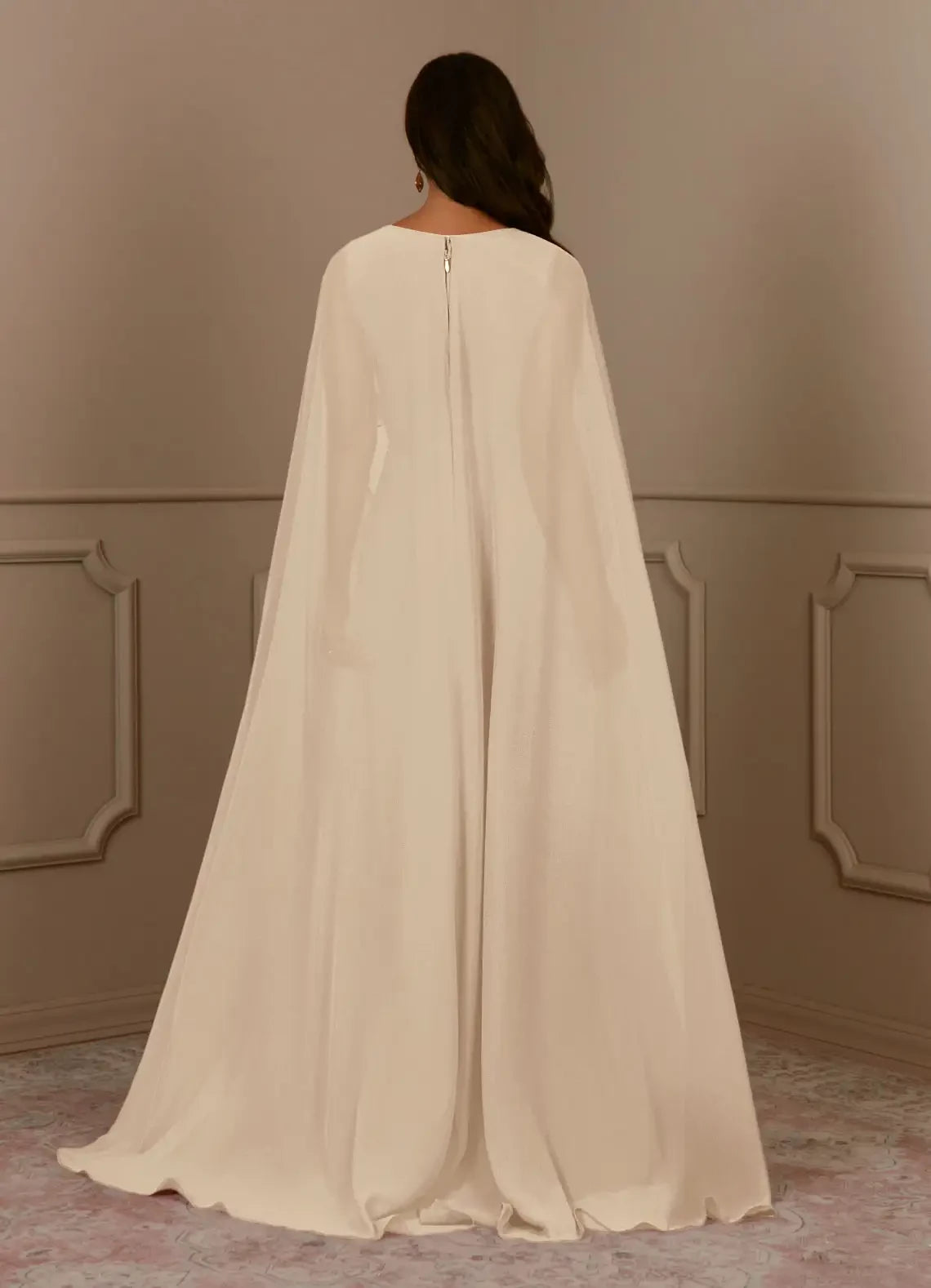 A-Line V-Neck Pleated Chiffon Wearing a cloak Dress Mother of the Bride Dresses
