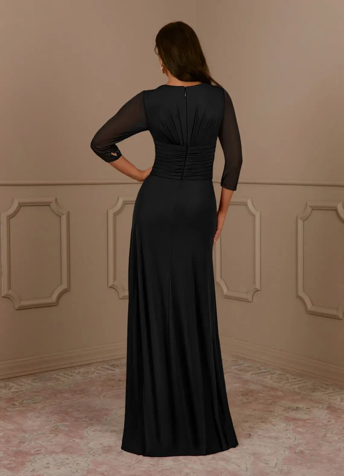 A-Line V-Neck Pleated Mesh Dress Mother of the Bride Dresses