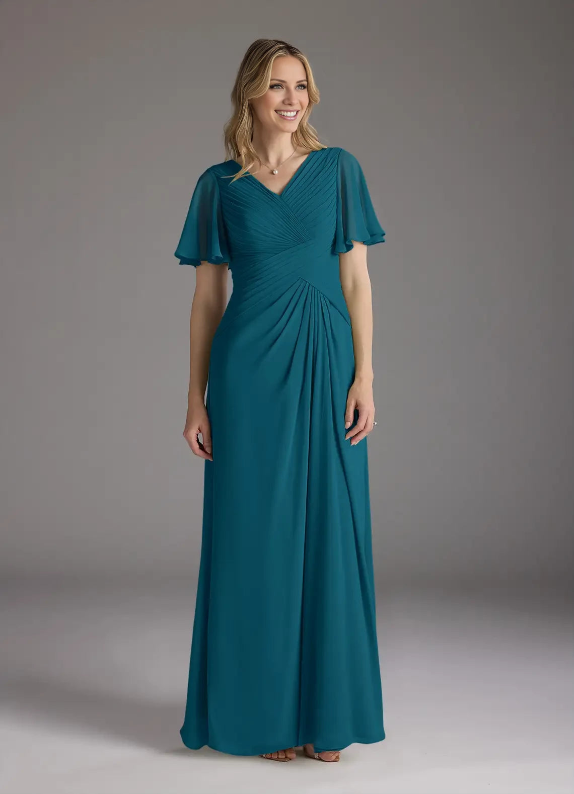 A-Line V-Neck Ruched Chiffon Dress Mother of the Bride Dresses