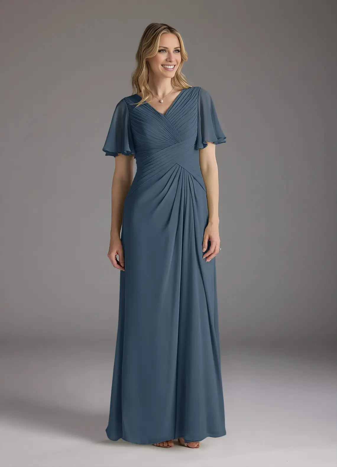 A-Line V-Neck Ruched Chiffon Dress Mother of the Bride Dresses