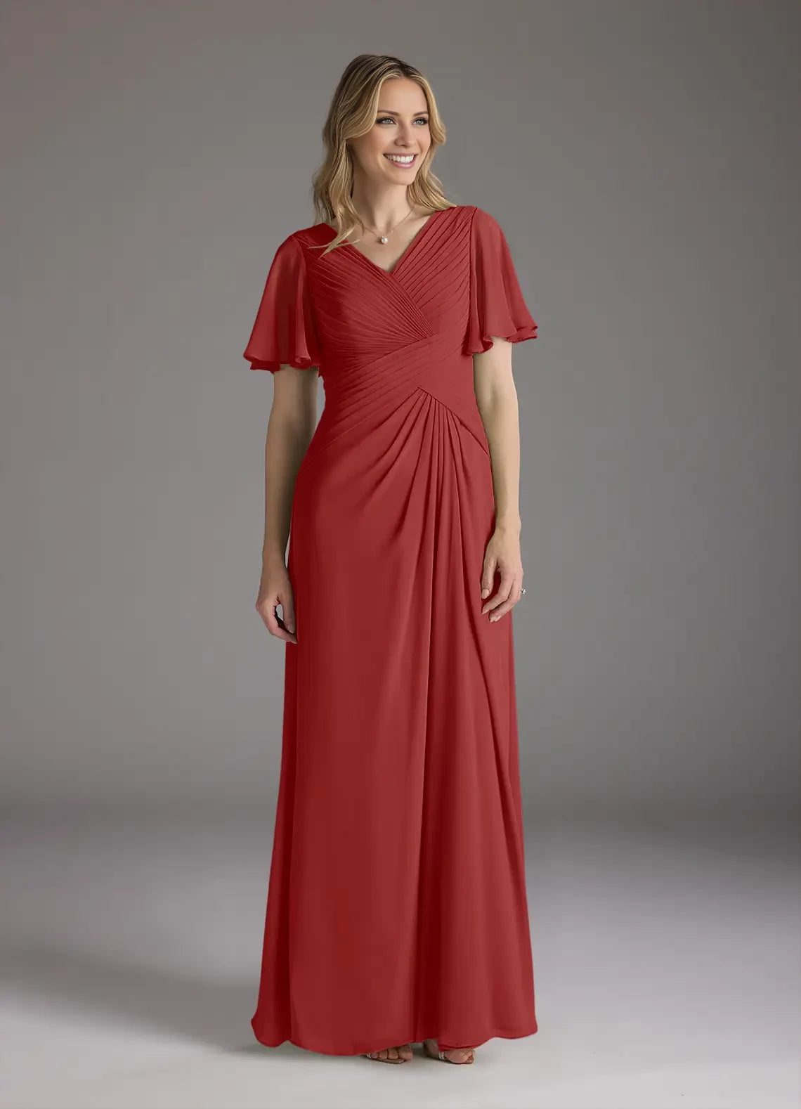A-Line V-Neck Ruched Chiffon Dress Mother of the Bride Dresses