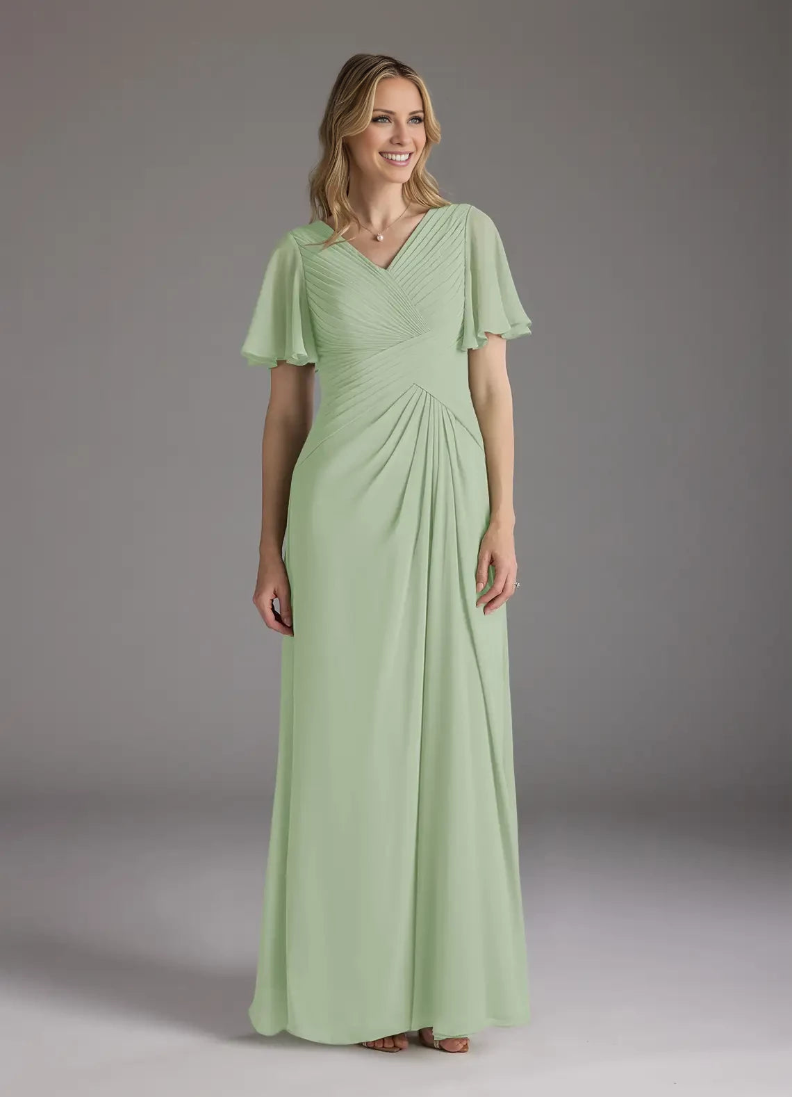 A-Line V-Neck Ruched Chiffon Dress Mother of the Bride Dresses