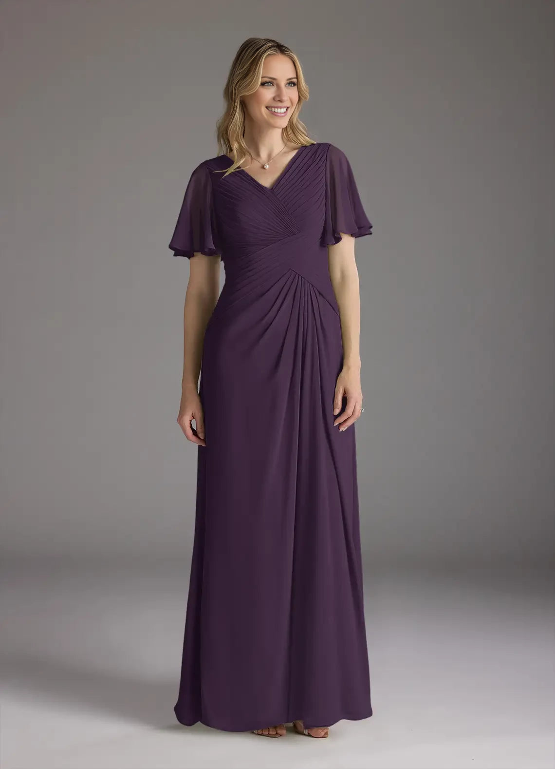 A-Line V-Neck Ruched Chiffon Dress Mother of the Bride Dresses