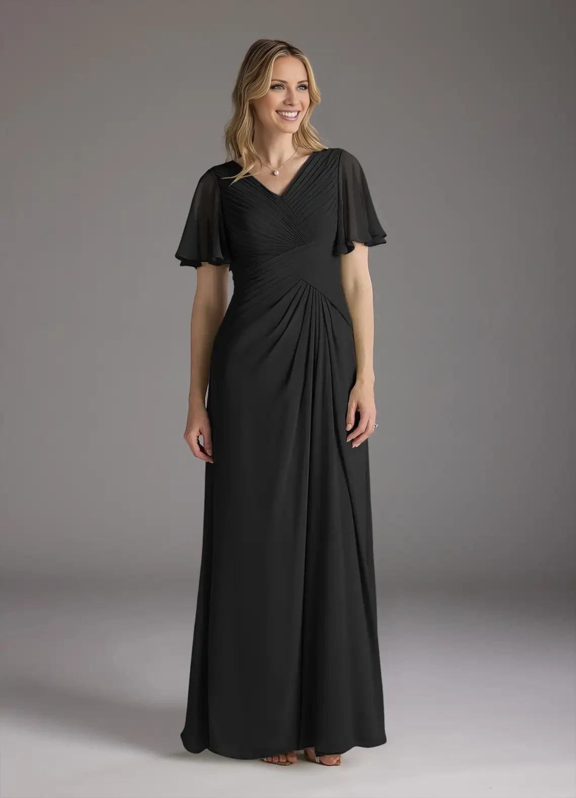 A-Line V-Neck Ruched Chiffon Dress Mother of the Bride Dresses