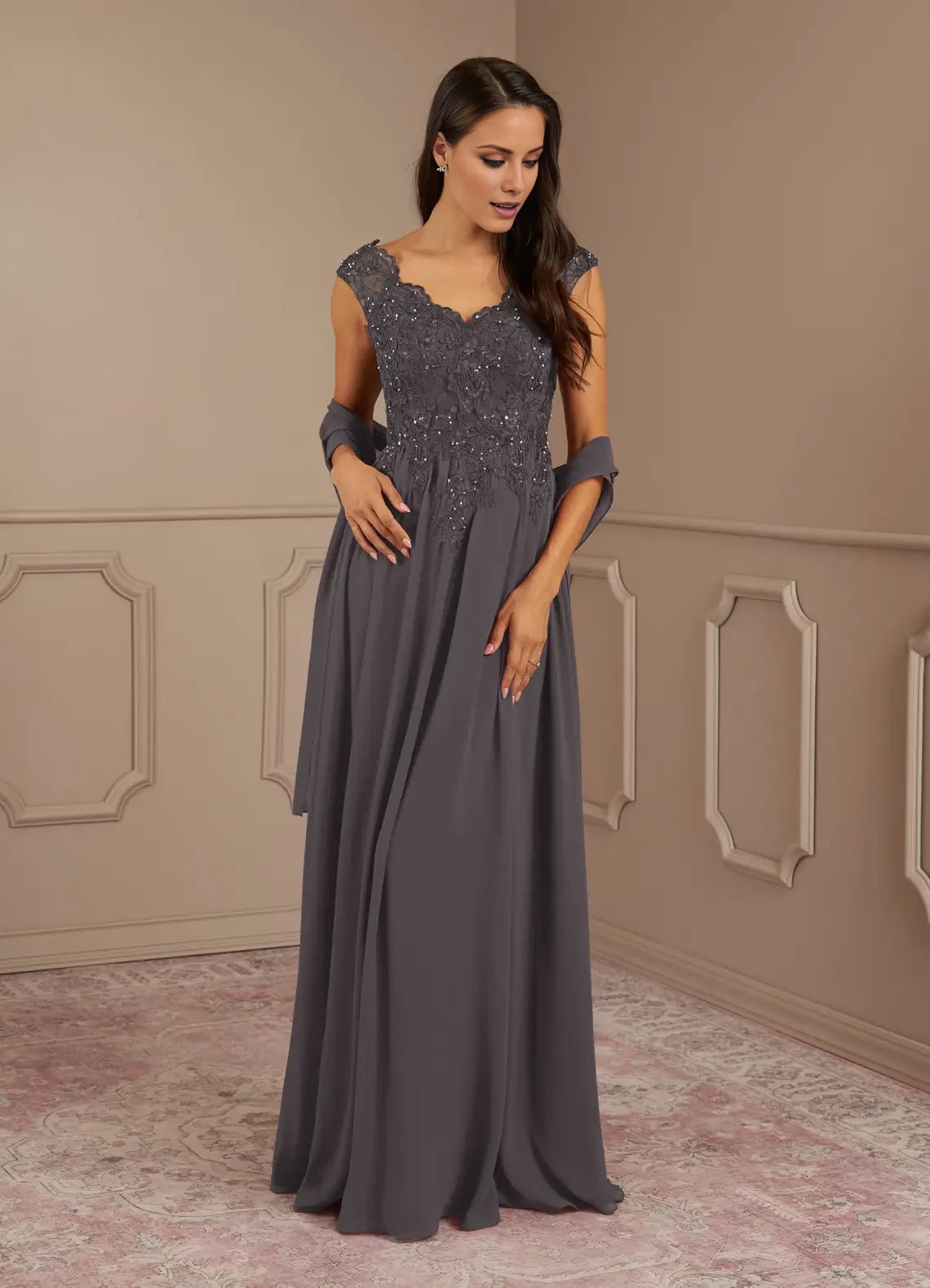 A-Line V-Neck Sequins Chiffon Dress Mother of the Bride Dresses