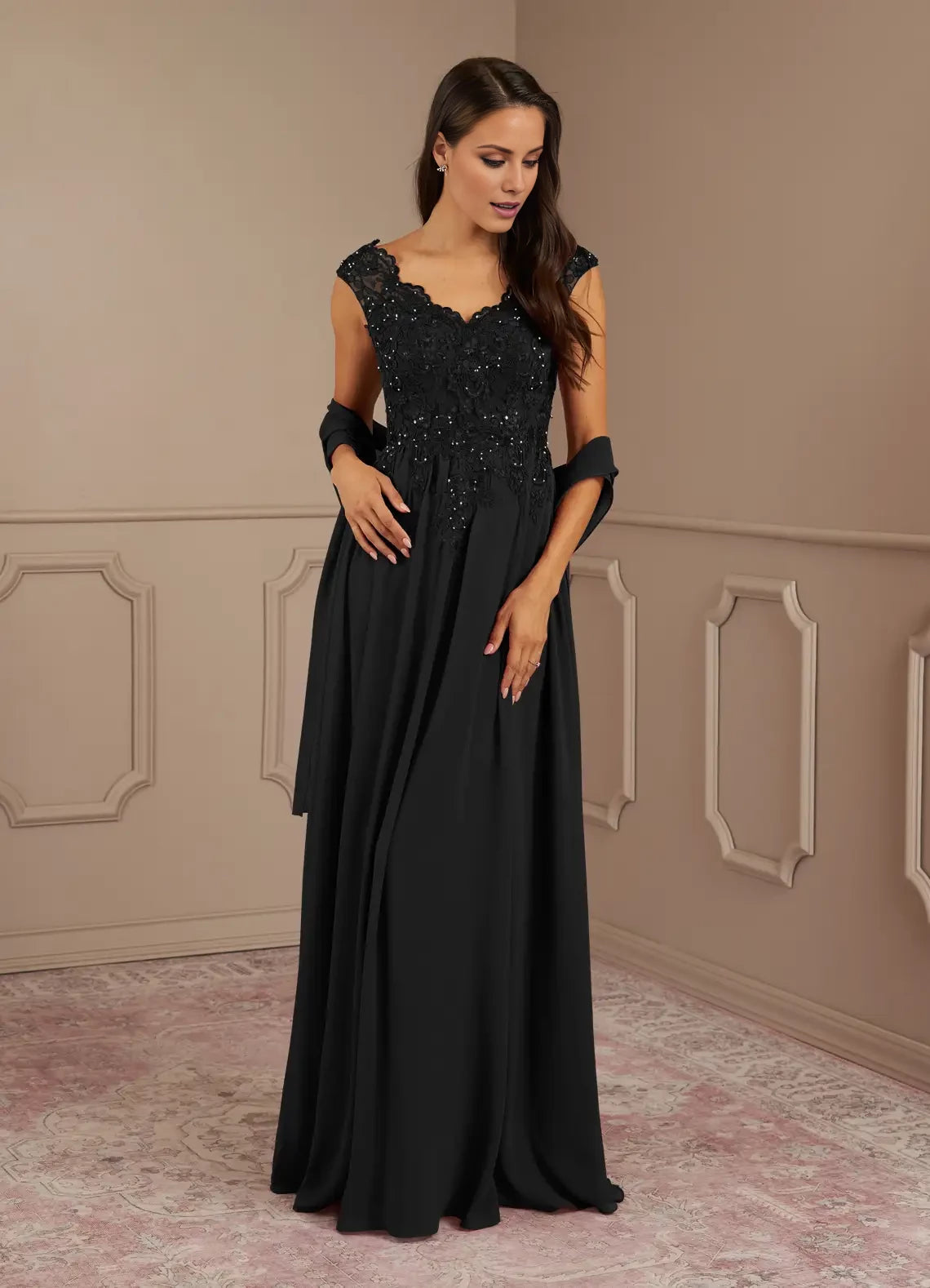 A-Line V-Neck Sequins Chiffon Dress Mother of the Bride Dresses