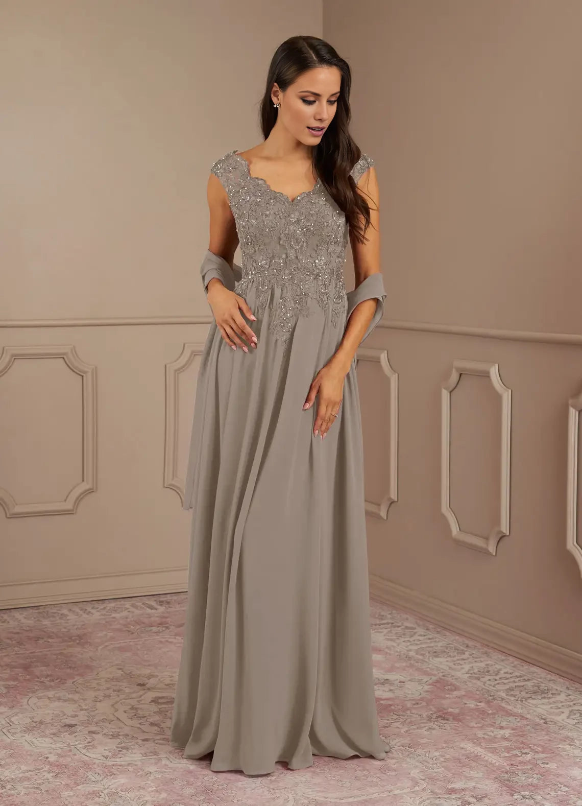 A-Line V-Neck Sequins Chiffon Dress Mother of the Bride Dresses