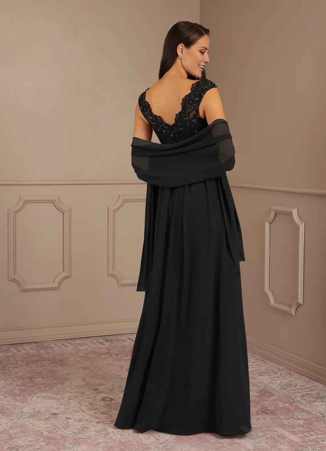 A-Line V-Neck Sequins Chiffon Dress Mother of the Bride Dresses