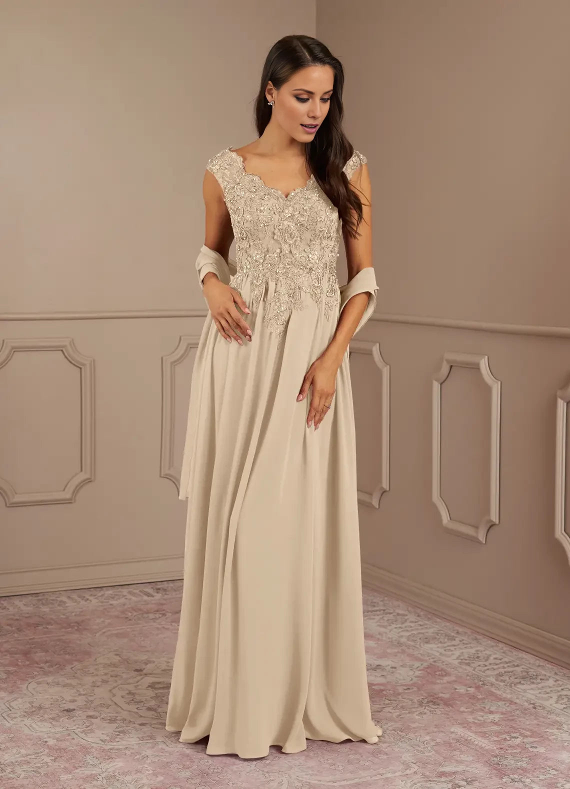A-Line V-Neck Sequins Chiffon Dress Mother of the Bride Dresses