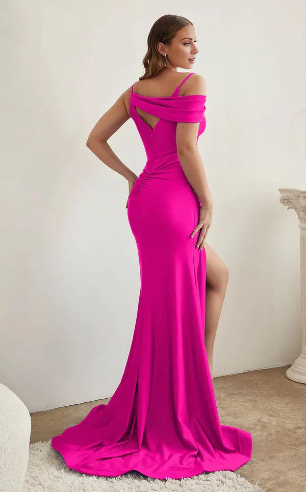 Aesthetic Plunging V-neckline  Split Fork   Dress Evening Dresses