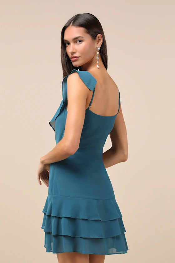 Alluring Presence  Ruffled Tiered Mini Dress Homecoming Dresses
