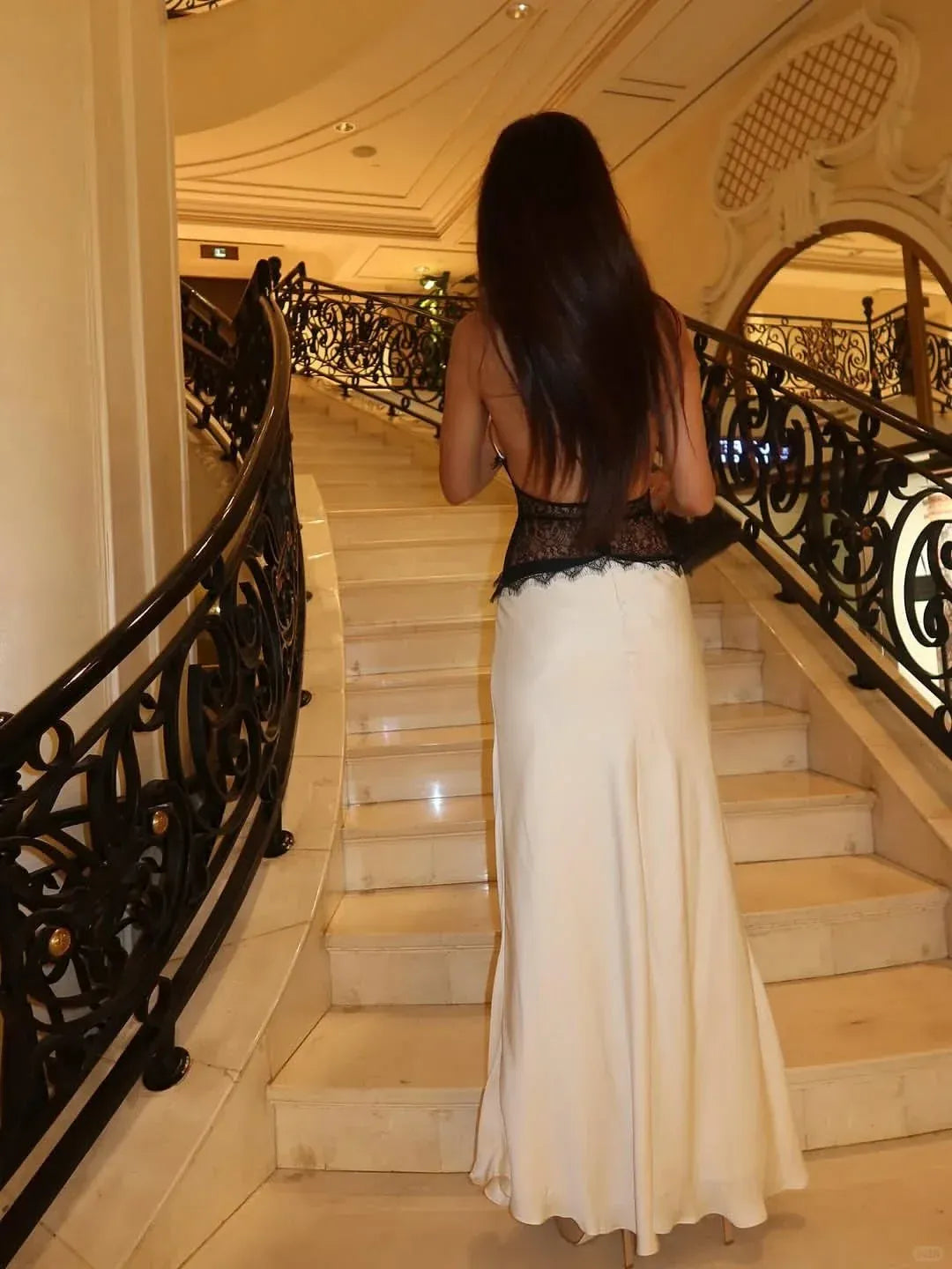 Alluring Sheath Halter Deep V-Neck Ivory Satin Gown