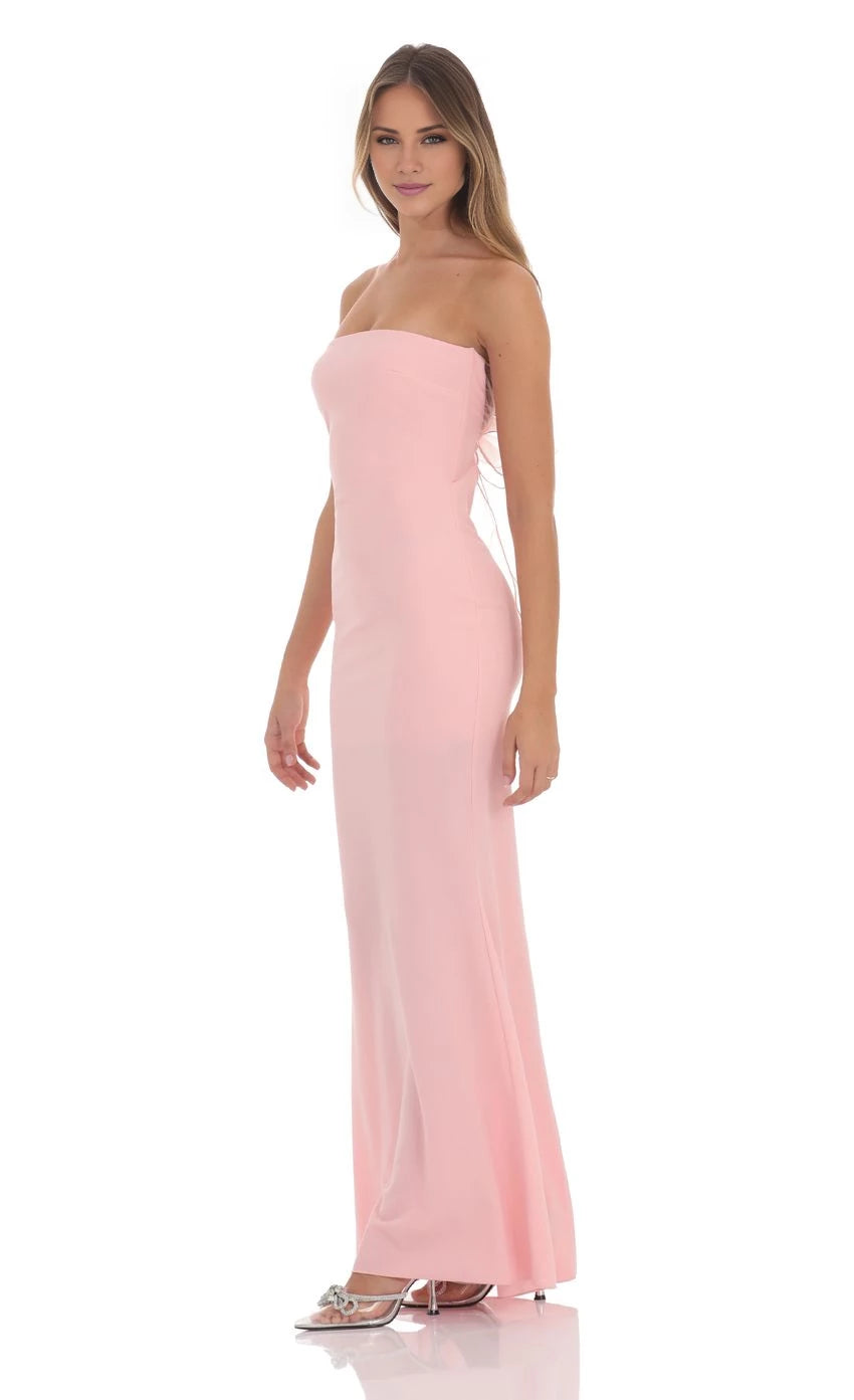 Back Bow Strapless Dress Prom Dresses