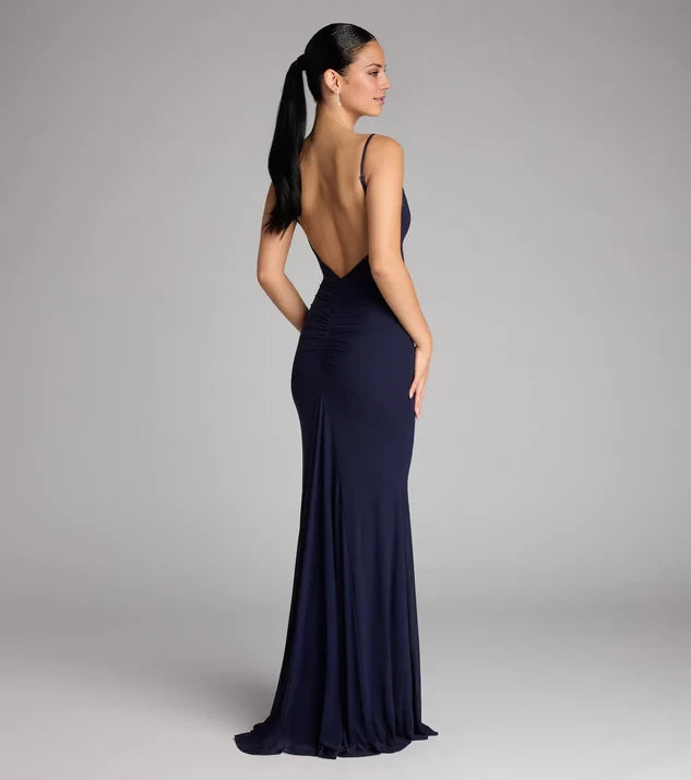 Backless Mesh Mermaid Dress Prom Dresses