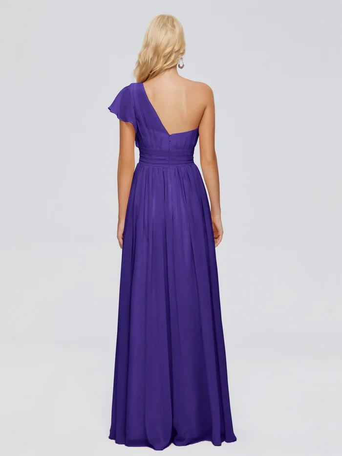 Backless One Shoulder Chiffon Bridesmaid Dresses