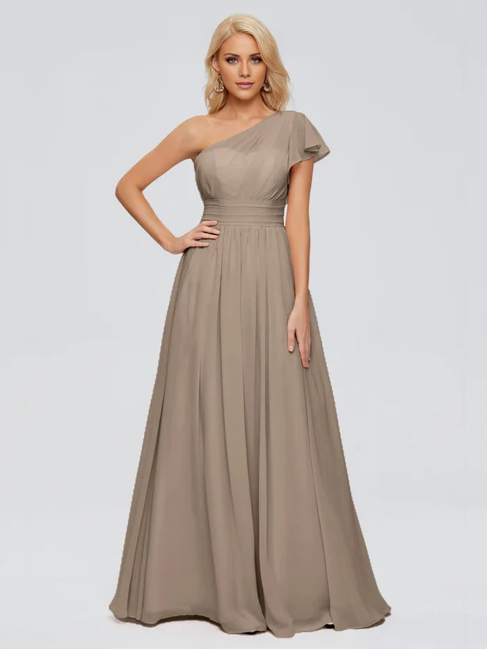 Backless One Shoulder Chiffon Bridesmaid Dresses