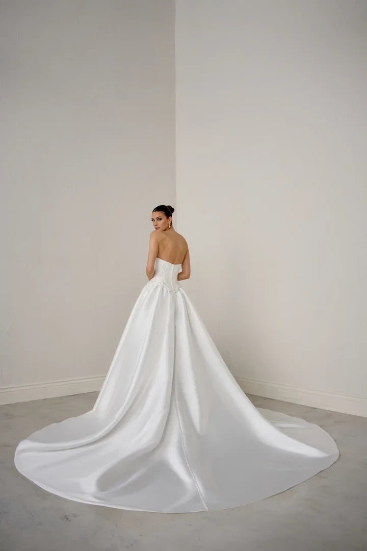 Ball Gown with Beaded Corset Bodice and Basque Waist Wedding Dresses
