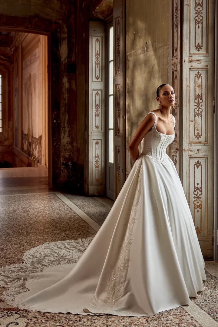 Ball Gown with Corset Bodice Basque Waist Wedding Dresses