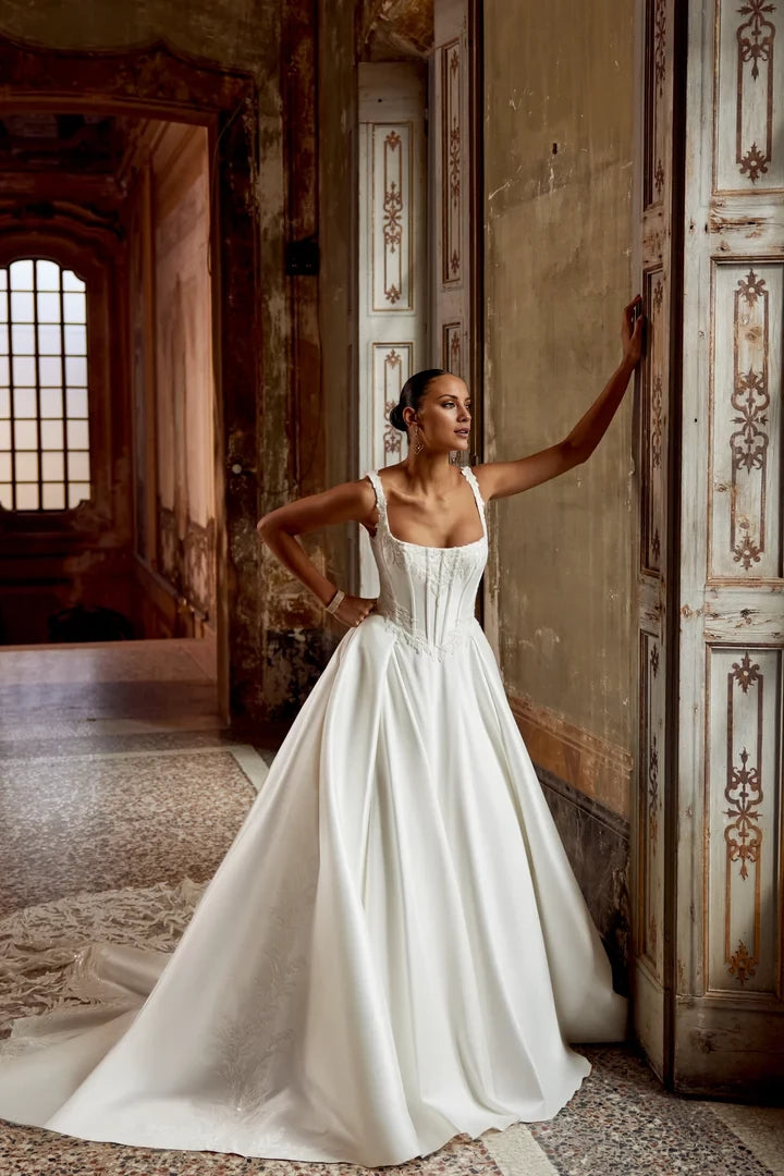 Ball Gown with Corset Bodice Basque Waist Wedding Dresses