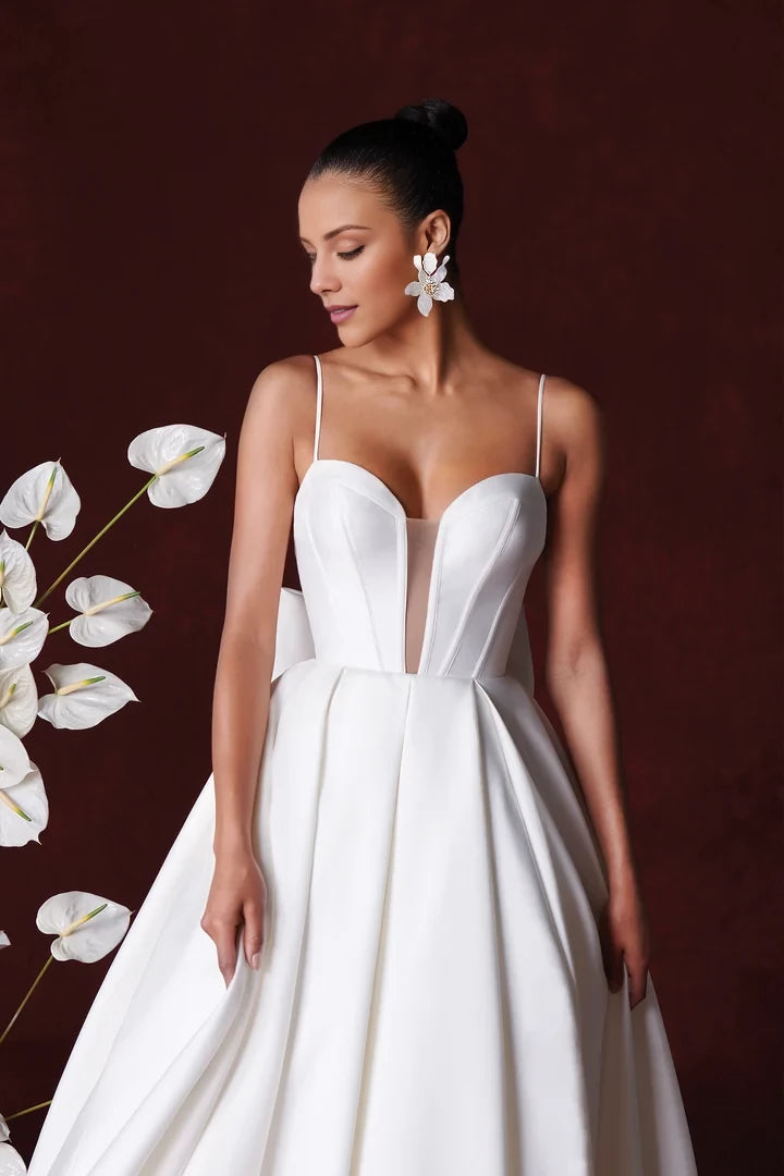 Ball Gown with Plunging Bikini Neckline and Box Pleats Wedding Dresses