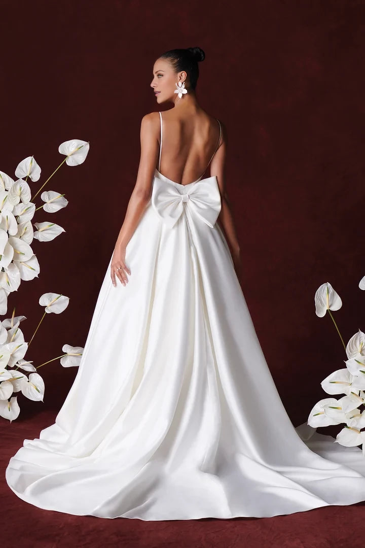 Ball Gown with Plunging Bikini Neckline and Box Pleats Wedding Dresses