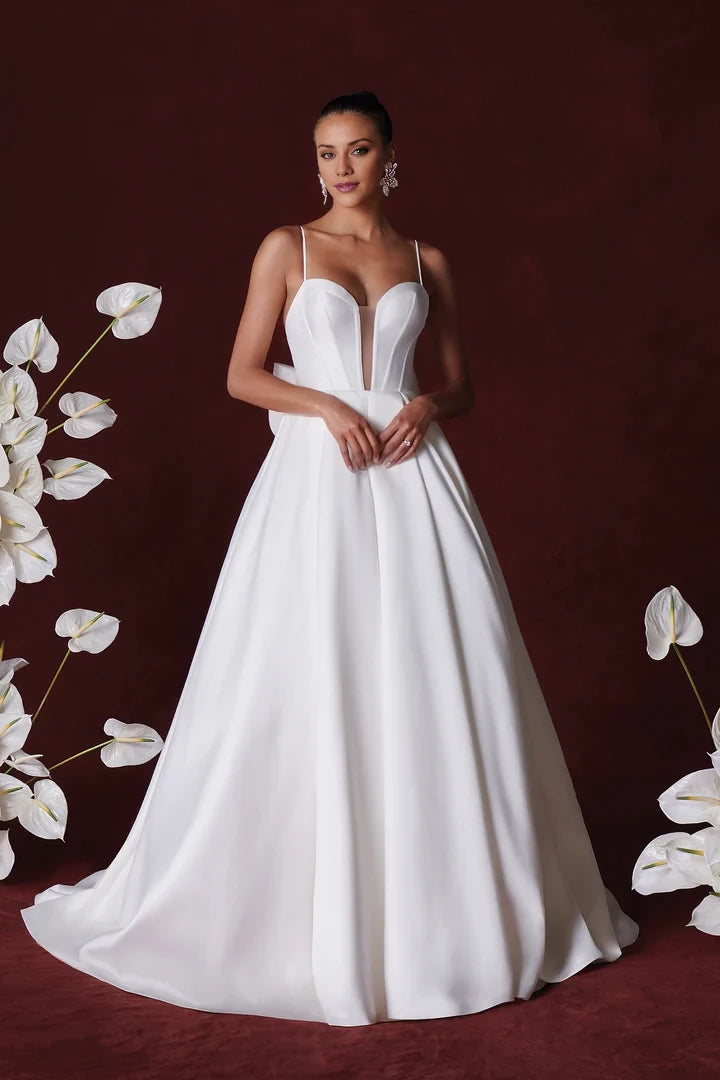 Ball Gown with Plunging Bikini Neckline and Box Pleats Wedding Dresses
