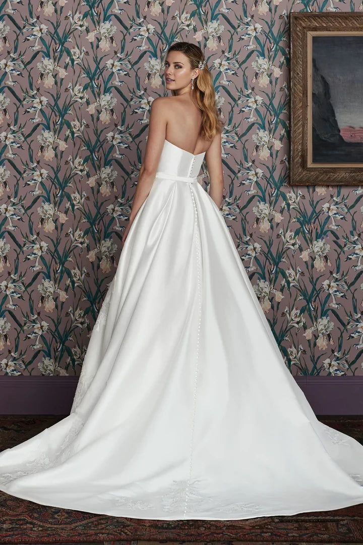 Ball Gown with Strapless Notch and Large Floral Appliques Wedding Dresses