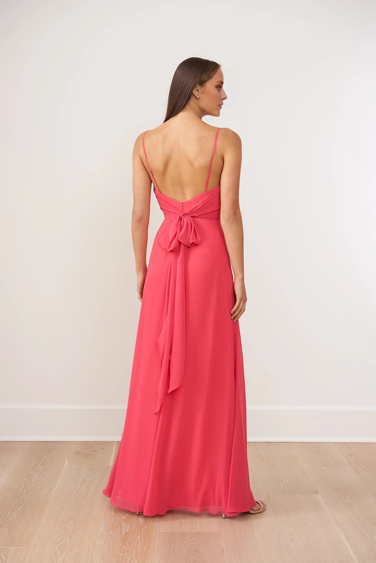 Beautiful Poly Chiffon A-line Gown with Sweetheart Neckline and Bow Back Detail Bridesmaid Dresses