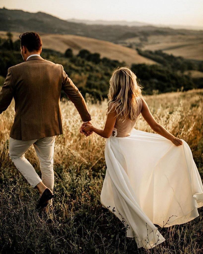 Bohemian Wedding Dress with Sheer Bodice and Flowing Chiffon Skirt