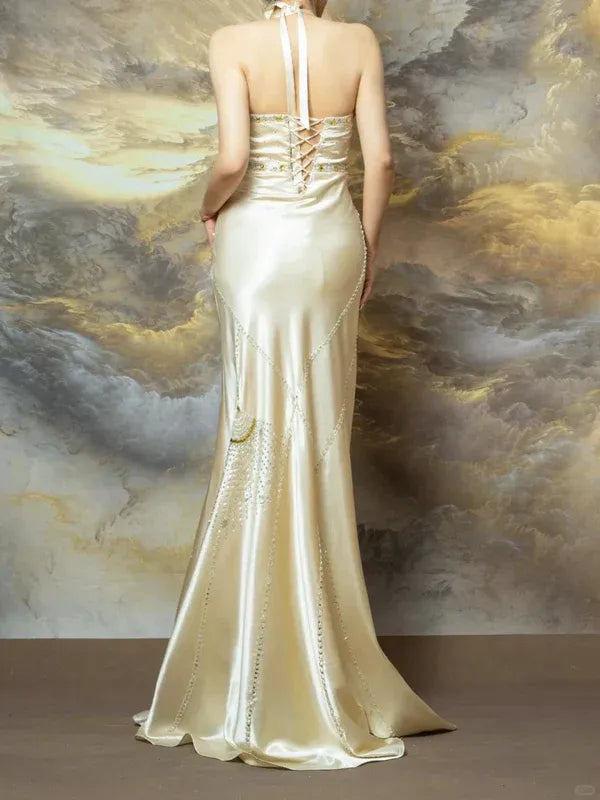 Burgundy Off-the-Shoulder High-Low Train Gown – Formal Evening Wedding Dress