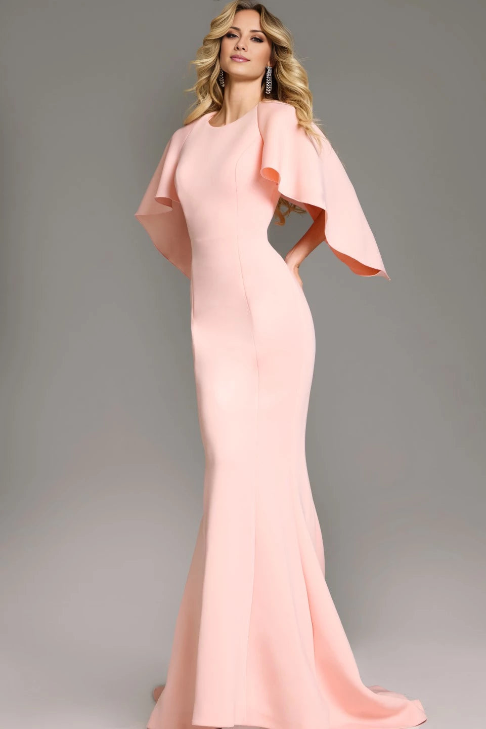 Cape Sleeve Gown with Classic Mermaid Silhouette Evening Dresses