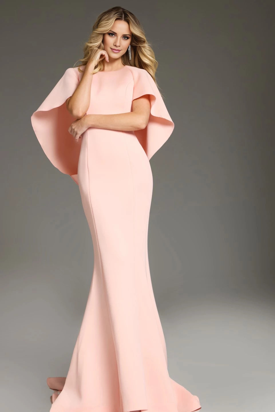 Cape Sleeve Gown with Classic Mermaid Silhouette Evening Dresses