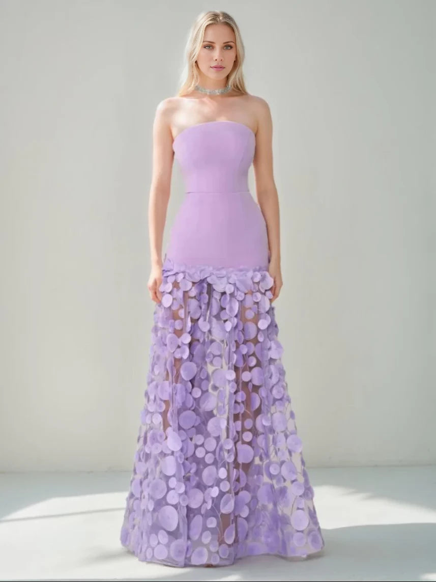 Chic Mermaid Strapless Sleeveless Zipper Back Floor - Length Evening Gown